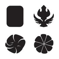 Abstract black and white elements including rounded rectangle bird flower and circular segment design vector