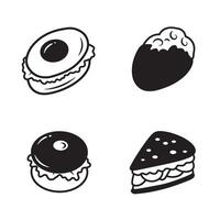 Appetizing illustrations of tasty burger sandwiches and bakery pieces perfect for food and cafe themed designs vector