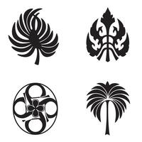 A collection of elegant black and white botanical elements featuring diverse leaf and floral designs for decorative purposes vector