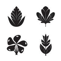 Four stylish black and white abstract botanical elements perfect for design and decorative projects on white background. vector