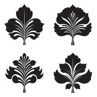 Elegant black and white floral leafy design elements for decorative ornaments and design projects with classic style vector