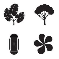 A collection of monochrome illustrations of plants and decorative elements against a plain white background vector