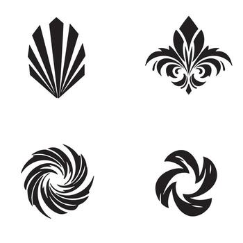 Elegant and decorative black and white graphic design elements for various design applications including logo and pattern design vector