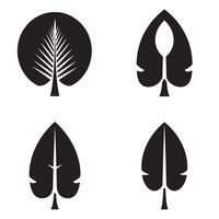 Elegant minimalist botanical illustrations featuring four different leaf designs presented on a crisp white background ideal for various graphic design uses vector