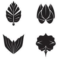 illustration set of four stylized black leaf shapes for nature and botanical design elements vector