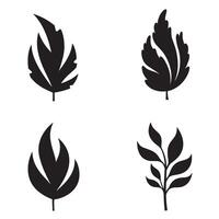 Stylized black leaf designs comprising four different arrangements with natural botanical elements on a plain white background vector