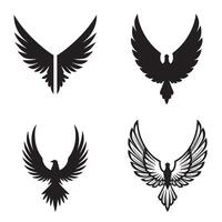 Collection of stylized bird wing and eagle silhouette logos for design and branding concepts vector