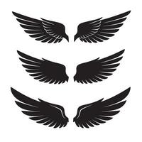 Collection of stylized black wing silhouettes arranged in a vertical composition for artistic and decorative purposes vector