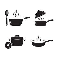 Collection of kitchen cookware and utensils in minimalist monochrome style perfect for culinary themes and food industry related projects. vector