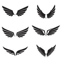 illustrations of various black wing designs perfect for logos badges emblems and design elements on a white background. vector