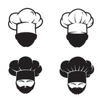 Four illustrations of chef icons featuring various styles and details perfect for culinary related projects and design vector