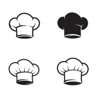 Four simple variations of a chef hat icon isolated on a white background with black and white designs vector