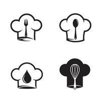 illustration featuring chef hats with various kitchen utensils and ingredients creating a design concept for cooking food. vector