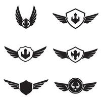 collection of heraldic wings badges and emblems with geometric shield and crest symbols for logos vector