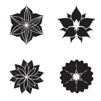Four unique black floral designs representing elegance and modern decorative elements for diverse design projects. vector