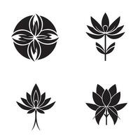 Black and white lotus flower silhouettes arranged on a white background for design and decorative purposes vector