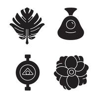 Elegant silhouettes of four distinct elements suitable for botanical decoration and symbolic representation on a white background vector