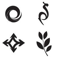 Four minimalist black and white graphic elements designed for versatile creative branding projects and logo design vector