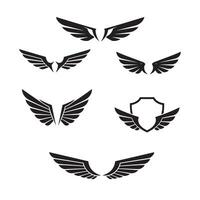 A collection of black and white wing logos symbolizing freedom strength and elegance suitable for various branding purposes vector