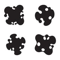 Four abstract black shapes with white circles representing dynamic forms and creative graphic design elements vector