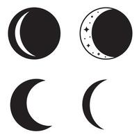 A collection of elegant moon phase silhouettes with stars and crescent shapes on a white background vector