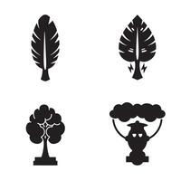 Simple illustrations of nature icons like leaves trees and abstract graphics in modern black color style vector