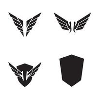 Collection of black winged crests shields and emblems suitable for logo design and brand identity elements vector