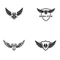 A collection of elegant black winged logos ideal for branding and design elements across various fields. vector