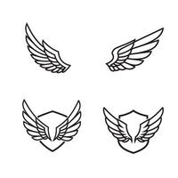 Set of wing design elements featuring different styles suitable for logos symbols emblems and badges format vector