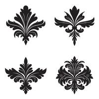 Decorative flourish design elements set in black color on white background for graphic design projects vector
