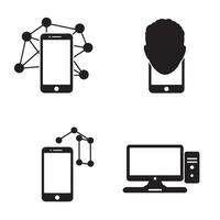 Digital communication and networking concepts illustrated with smartphone and desktop icons vector