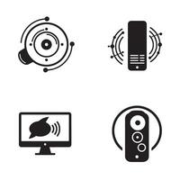 Collection of black and white icons representing smart home technology and wireless communication vector