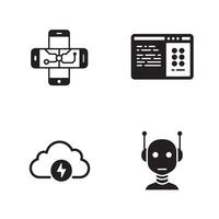 Modern technology and artificial intelligence icons representing digital communication and smart automation vector