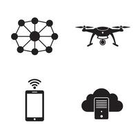 Modern technology and communication concepts in minimalist black and white design vector
