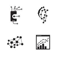 Technology and data analysis icons representing modern digital concepts vector