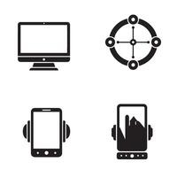 icons set featuring computer target smartphone and touch screen interface elements vector