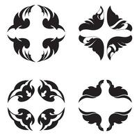Elegant black decorative floral design elements set for versatile creative applications vector