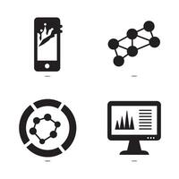 Collection of modern icons representing technology data network and communication vector