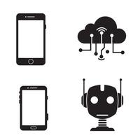 Technology and modern communication concept illustration with smartphone cloud computing and robot vector