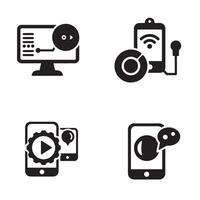 icons illustrating technology and communication for digital applications and mobile devices vector