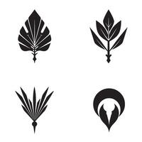 Minimalist botanical set of leaf silhouettes in black and white design elements vector