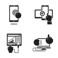 Modern technology icons representing communication and data processing vector