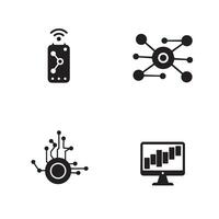 Modern technology icon set featuring network connections data analysis and remote control symbols vector