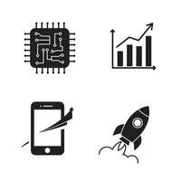 Technology growth and progress icons illustrated for business and innovation concepts vector