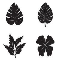 Four decorative silhouette leaves for tropical and botanical design elements with minimalist style vector