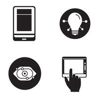 Modern technology icons representing innovation ideas and digital interaction for business and communication vector