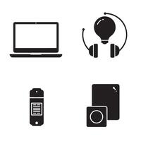 Collection of icons representing technology communication and modern digital devices vector