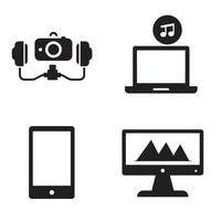 Technological icons for devices media entertainment and music streaming in minimalist style vector
