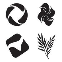 Collection of black and white abstract floral and geometric elements vector