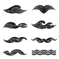 Elegant collection of stylized monochrome wave designs for decorative elements and patterns vector